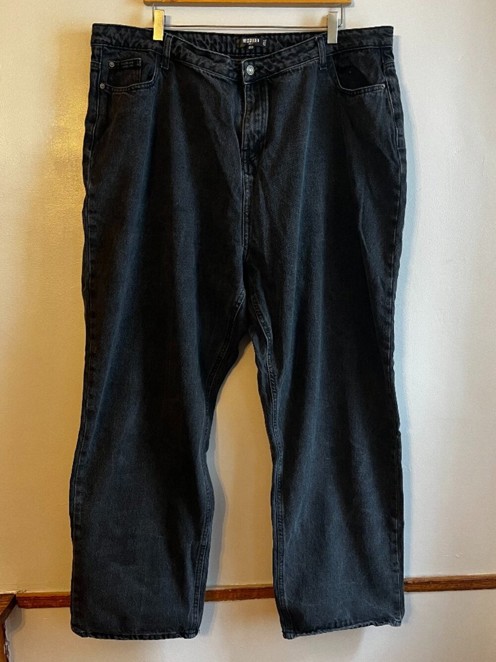 High Waist Black Stone Washed Straight Leg Jenas | Missguided +